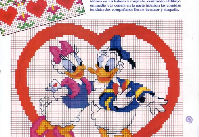 Disney Donald Duck and Daisy Duck in love cross stitch