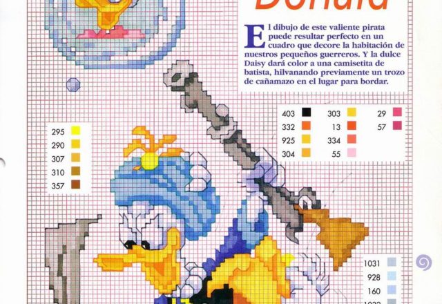 Disney Donald Duck pirate cross stitch pattern