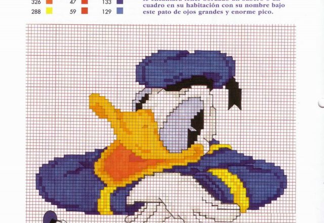 Disney Donald Duck smiling cross stitch pattern