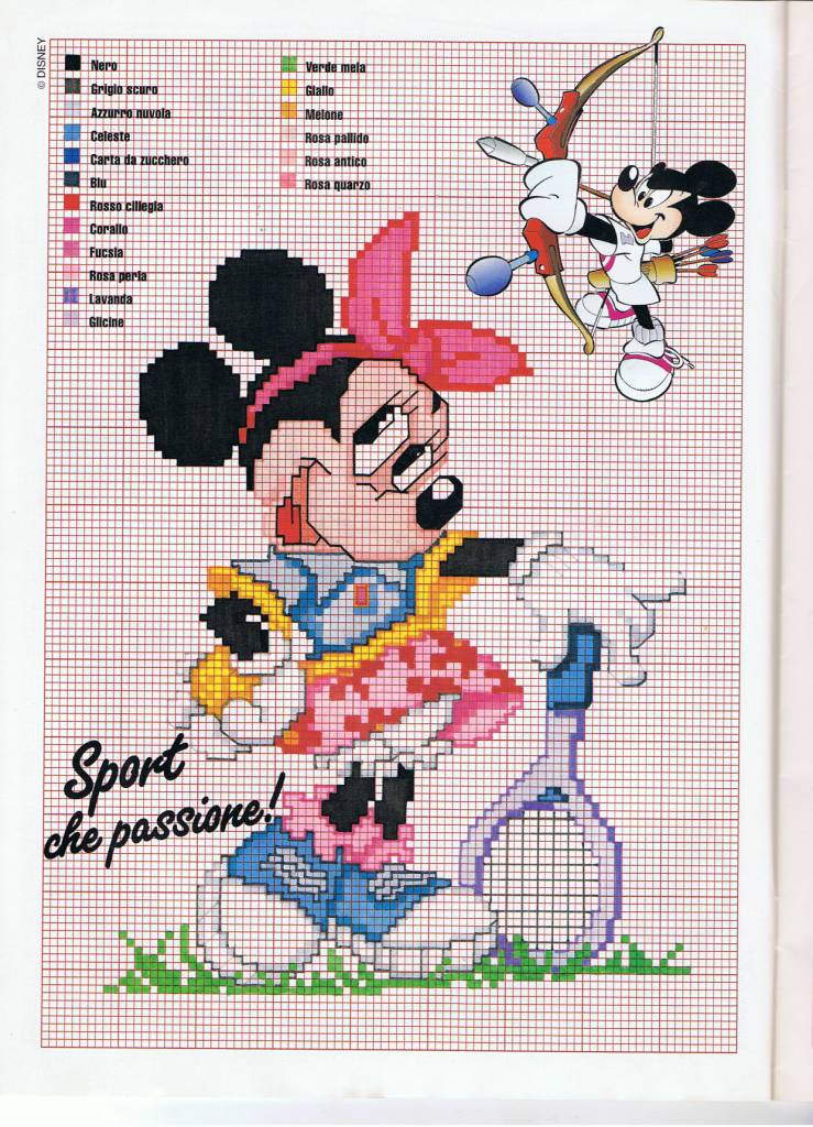 Disney Minnie tennis player cross stitch