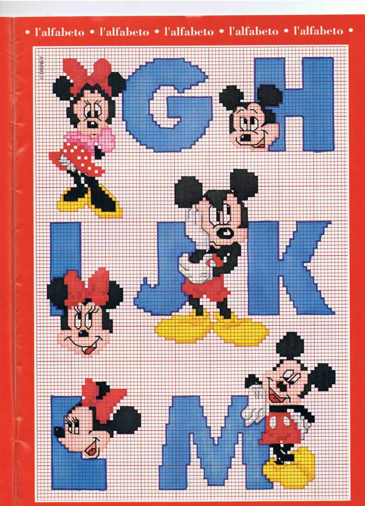 Disney cross stitch alphabet with Mickey Mouse and Minnie Mouse (2)
