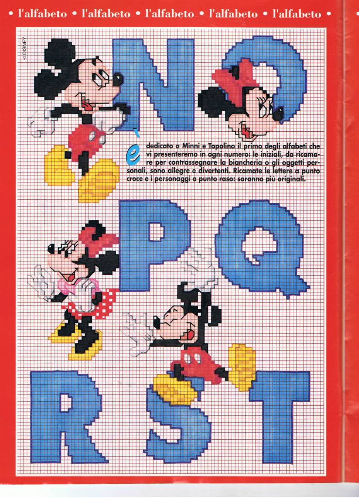 Disney cross stitch alphabet with Mickey Mouse and Minnie Mouse (3)
