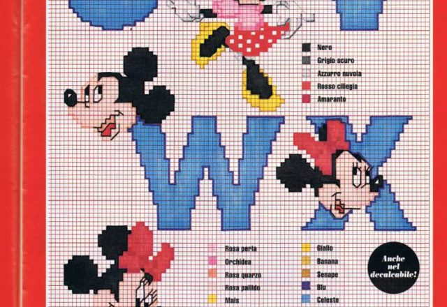 Disney cross stitch alphabet with Mickey Mouse and Minnie Mouse (4)