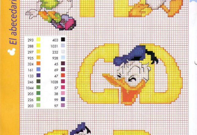 Disney yellow alphabet with Donald Duck and Daisy Duck (2)