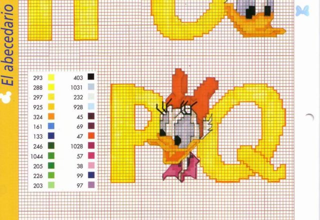 Disney yellow alphabet with Donald Duck and Daisy Duck (4)