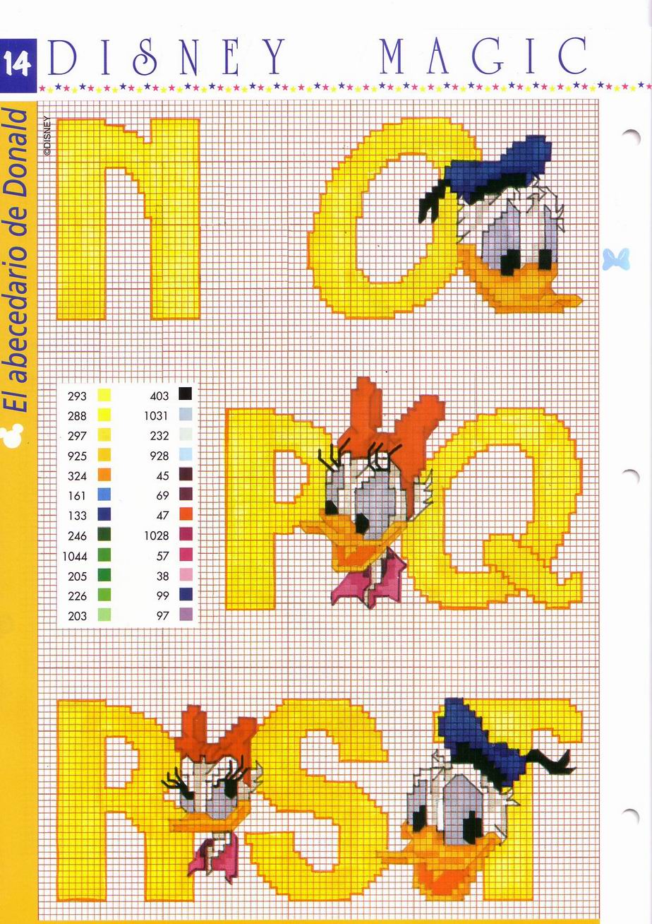 Disney yellow alphabet with Donald Duck and Daisy Duck (4)