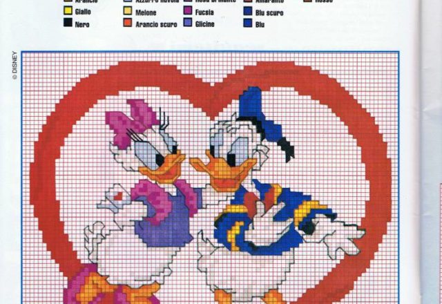 Donald Duck and Daisy Duck in a red heart