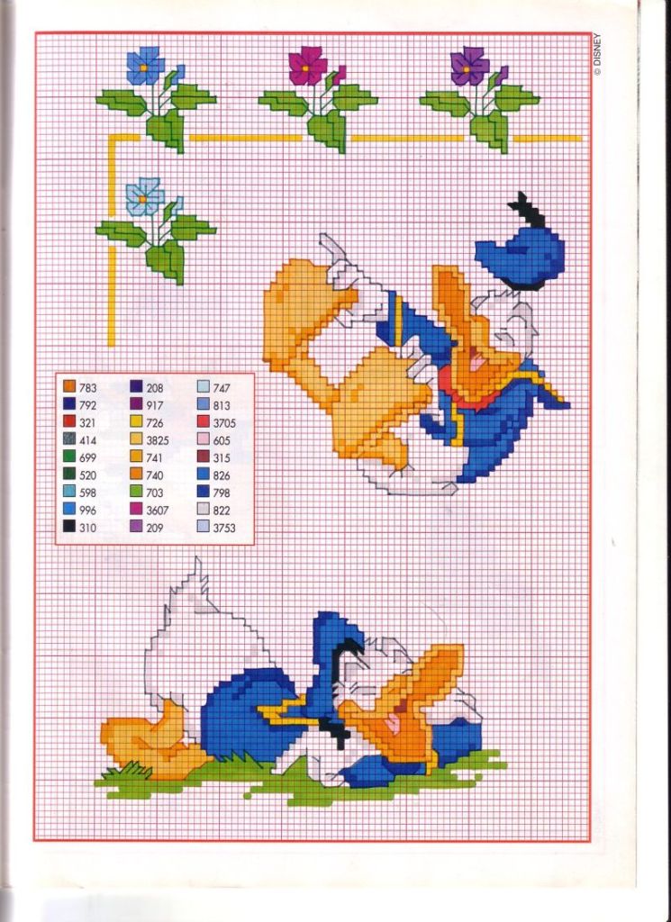 Donald Duck laughs a lot free cross stitch pattern