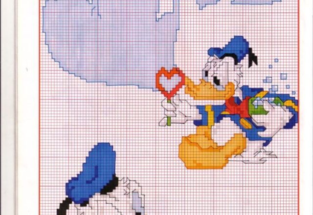 Donald Duck makes soap bubbles in the form of hearts