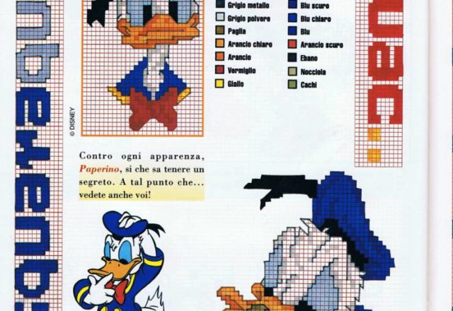 Donald Duck on board Disney cross stitch pattern