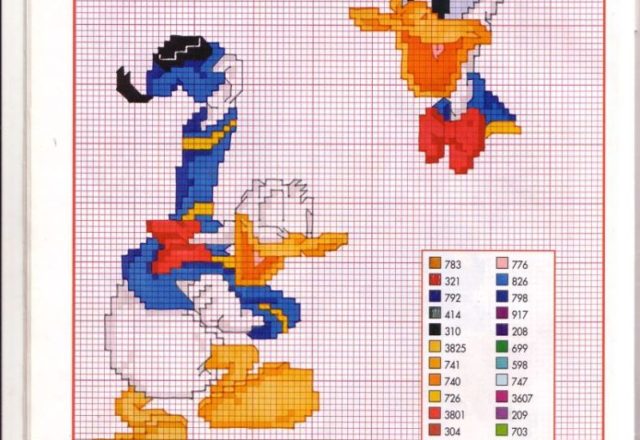 Donald Duck raises his hat happy cross stitch pattern