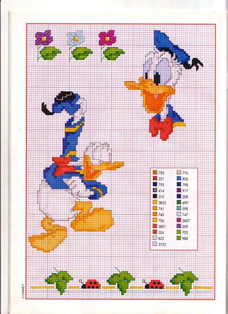 Donald Duck raises his hat happy cross stitch pattern