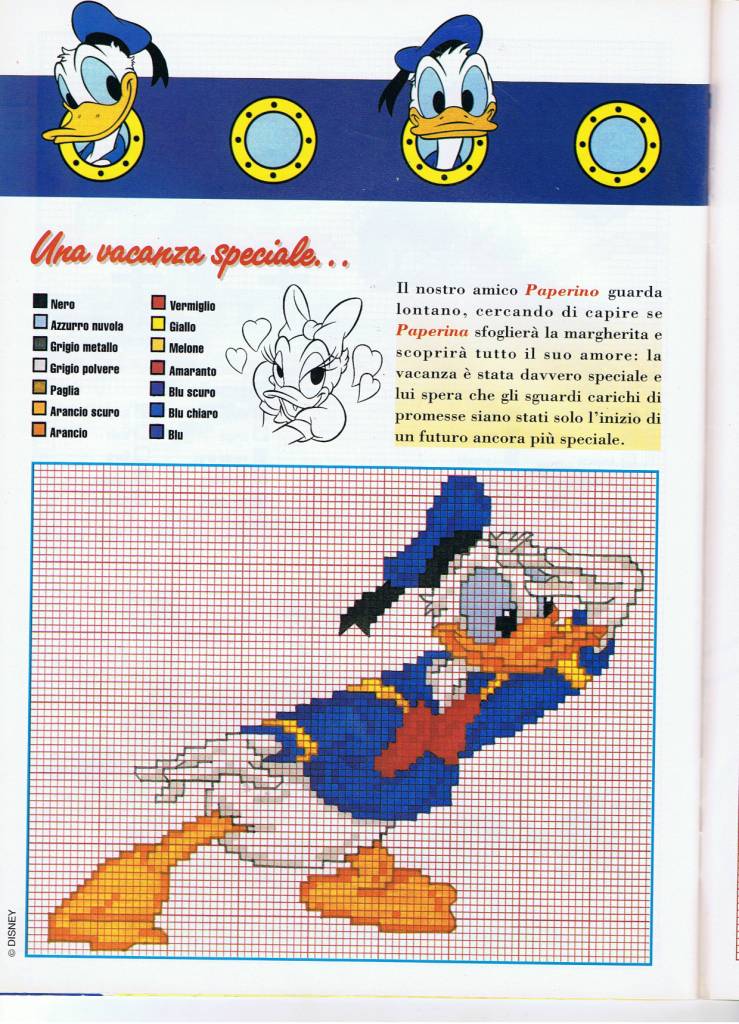 Donald Duck the sailor cross stitch pattern