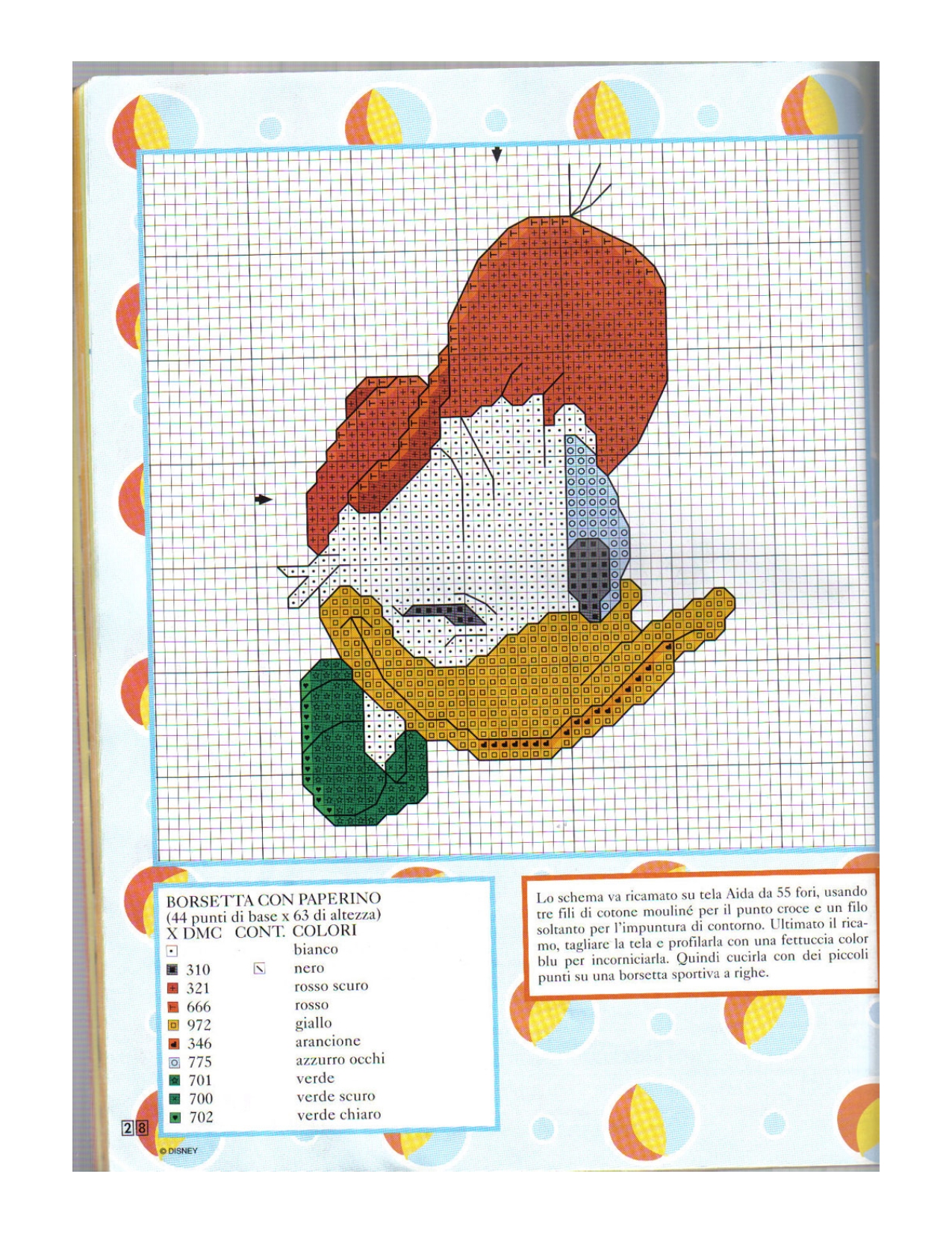 Donald Duck winks cross stitch pattern