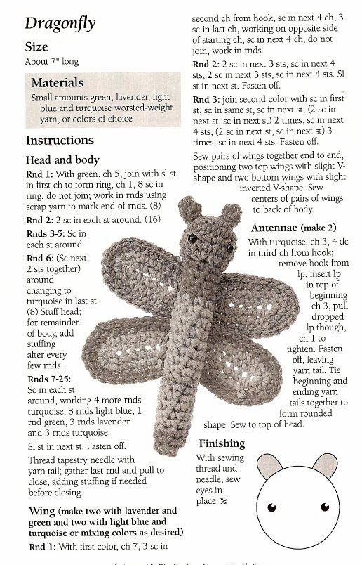 Dragonfly amigurumi pattern