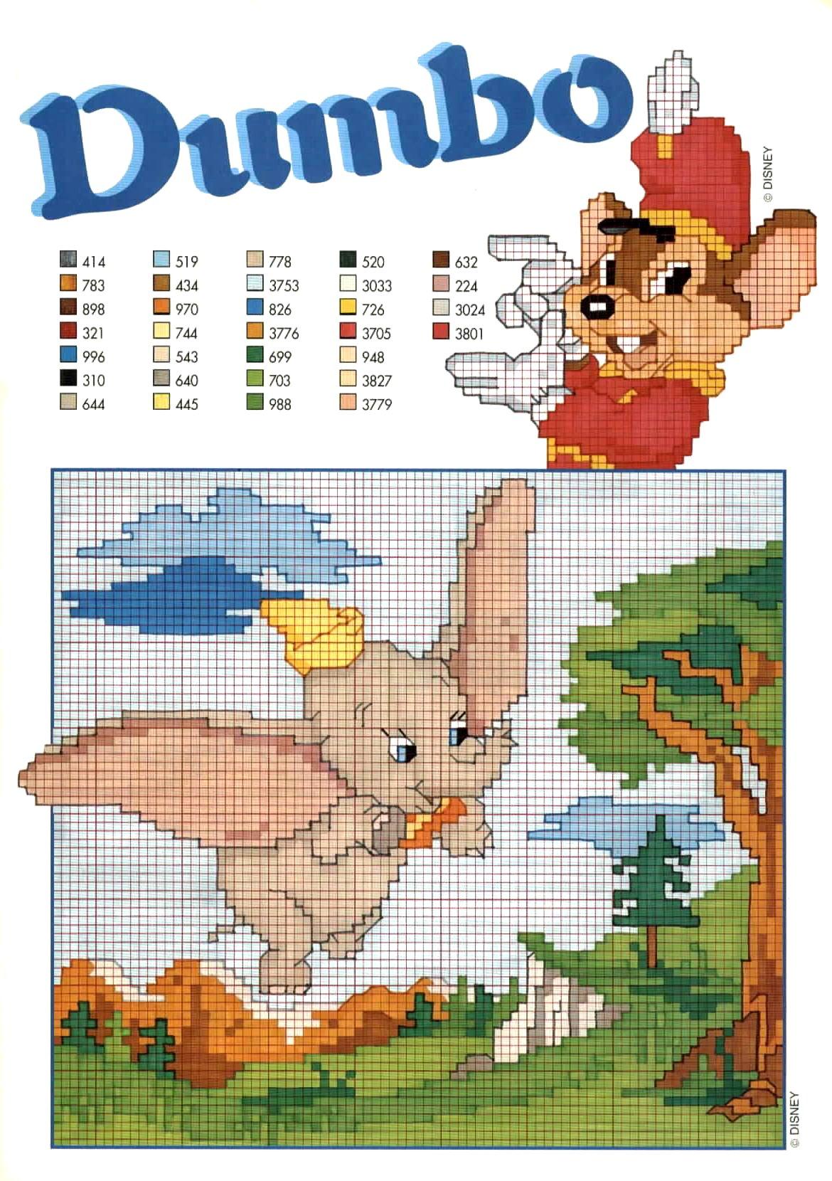 Dumbo Walt Disney cross stitch pattern