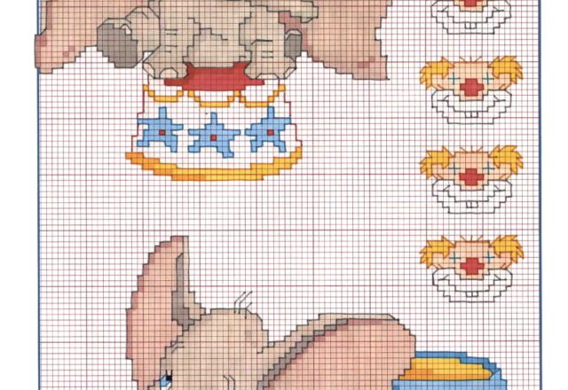 Dumbo at circus cross stitch pattern