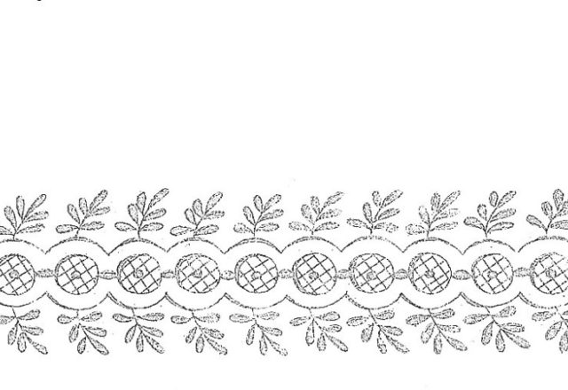 Edge finishing free hand embroidery design with leaves
