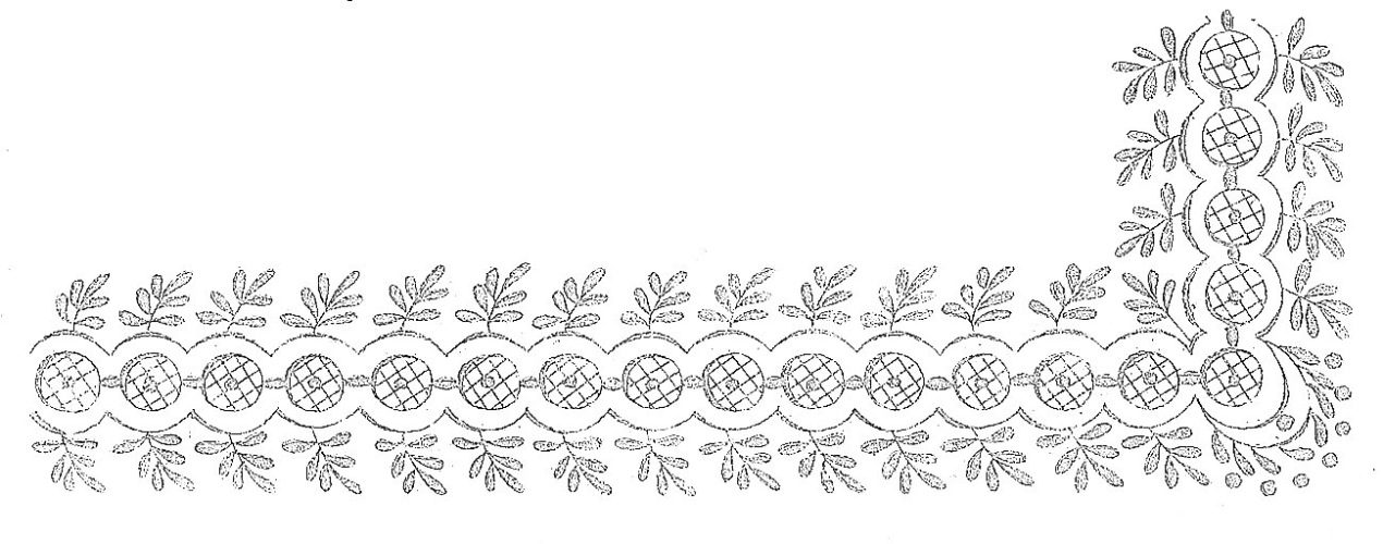 Edge finishing free hand embroidery design with leaves