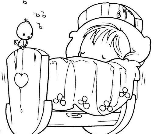 Embroidery design baby in the cradle
