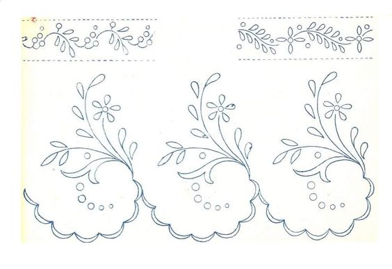 Embroidery design border with leaves