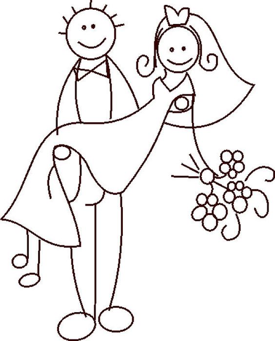 Embroidery design bride and groom