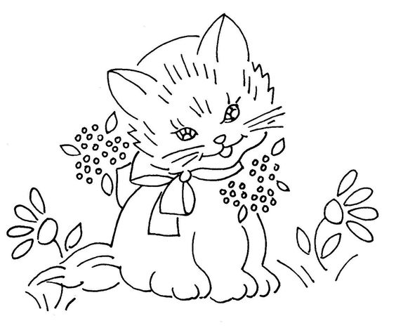 Embroidery design cat with a bow