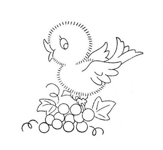 Embroidery design chick and grapes