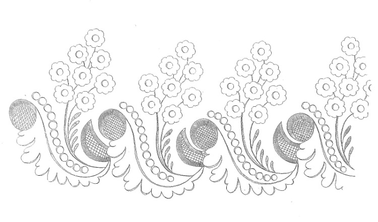 Embroidery design small flowers and pearls