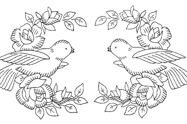 Embroidery design wedding pillow with doves