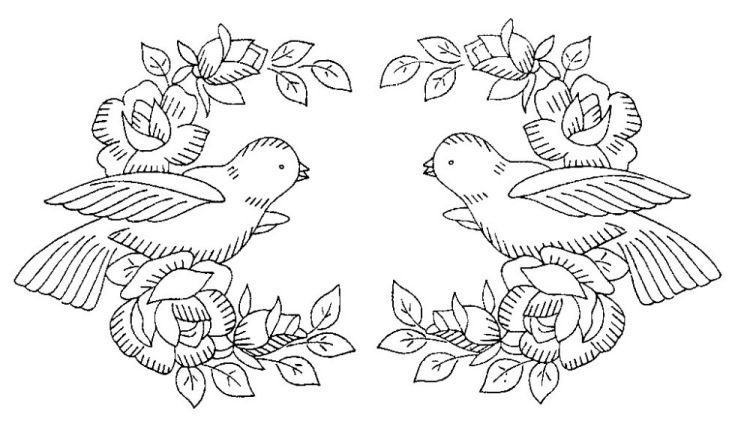 Embroidery design wedding pillow with doves
