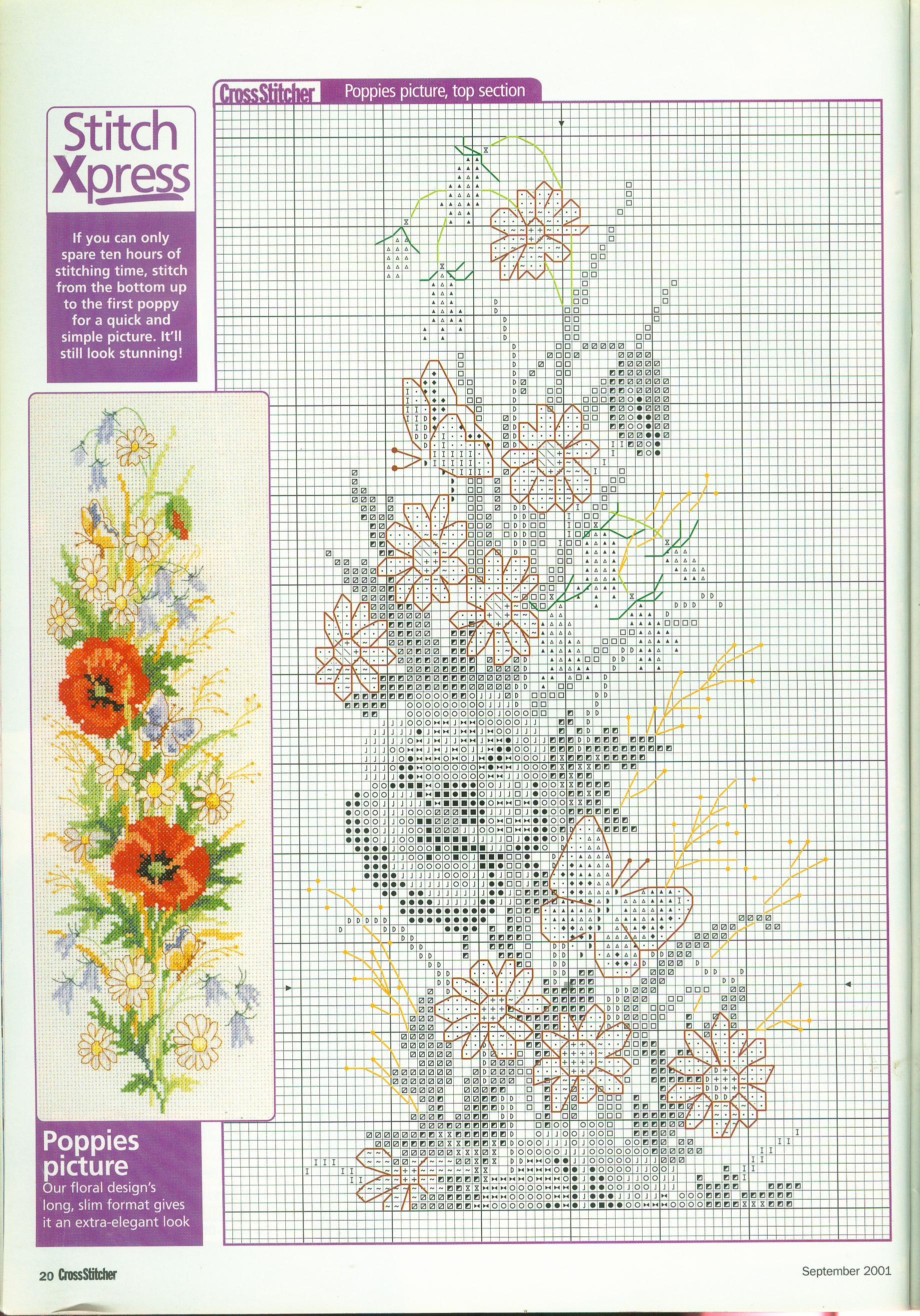 Fantasy poppies cross stitch pattern (2)