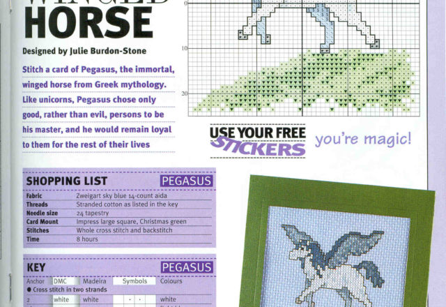 Fantasy winged horse with blue wings