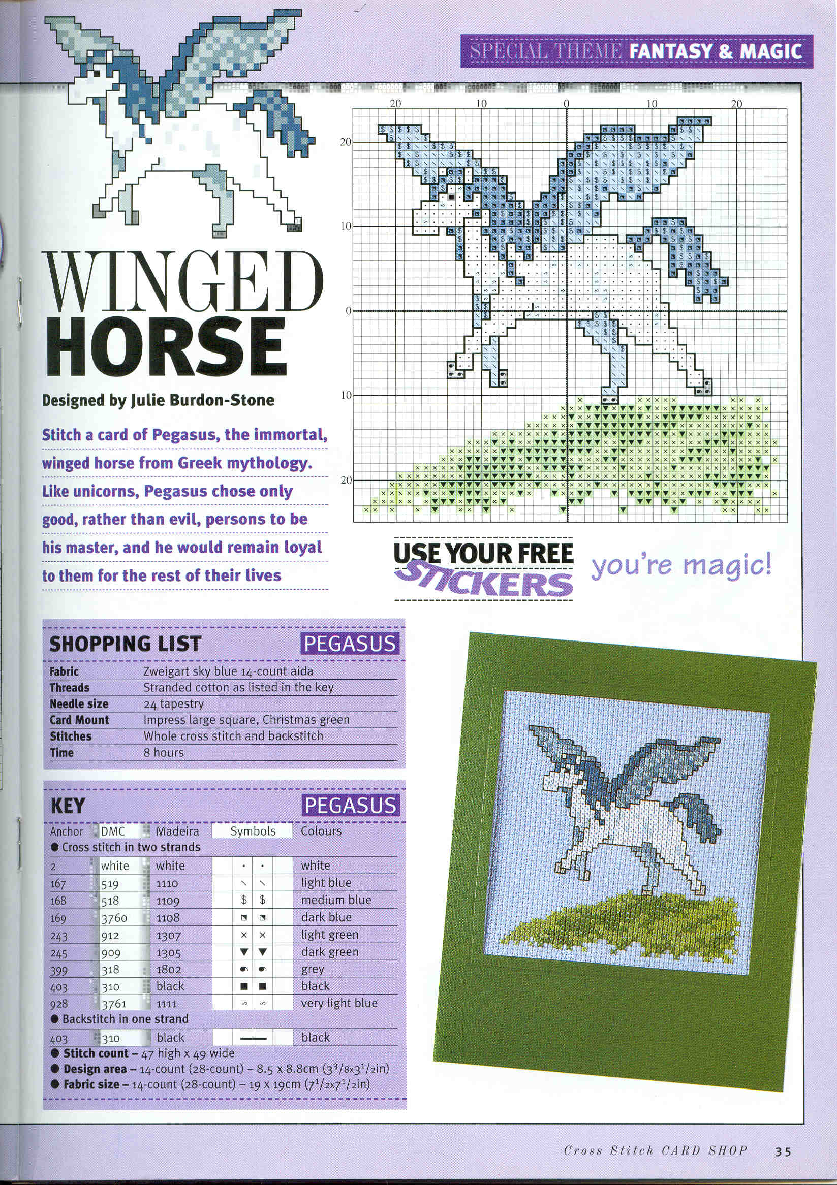 Fantasy winged horse with blue wings