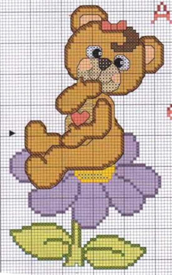 Female teddy bear on a flower