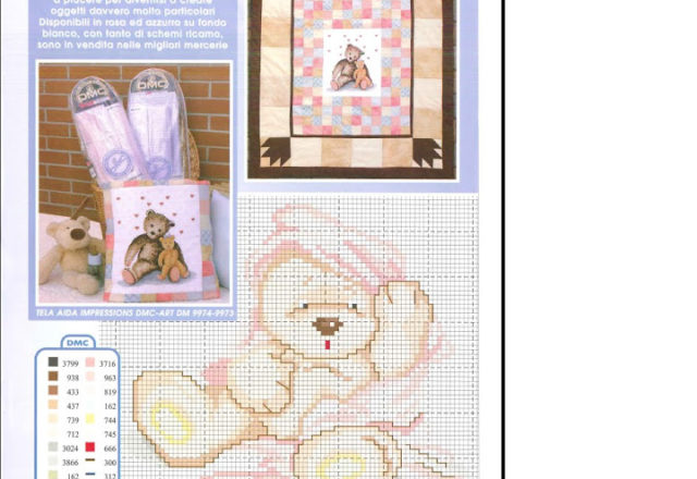 Female teddy bear with baby blanket