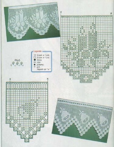 Filet border candle and bells