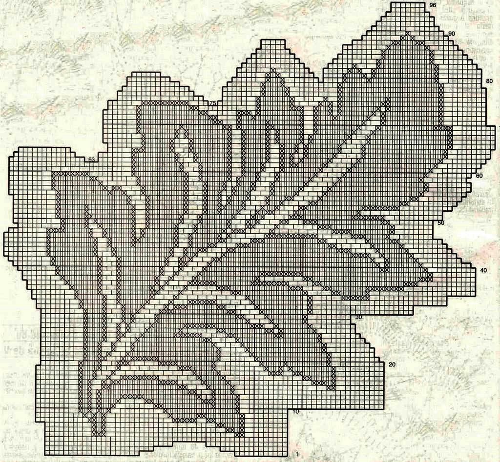 Filet table runner leaf-shaped (2)