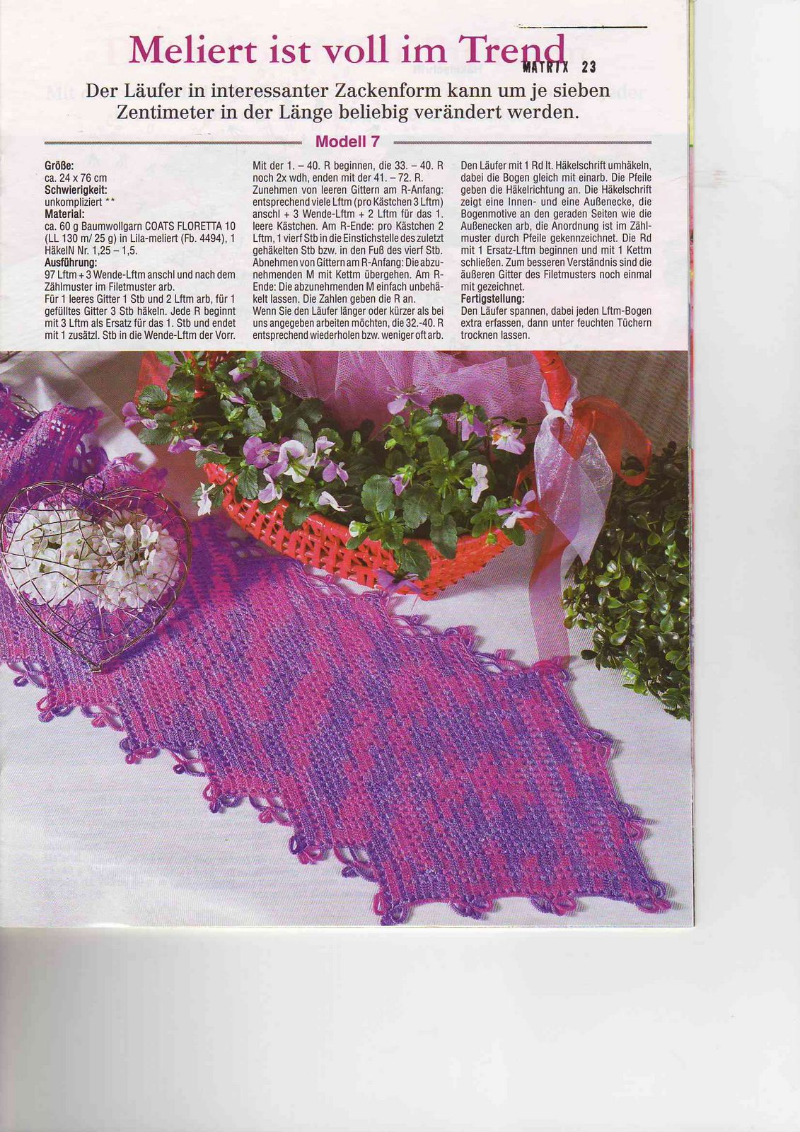 Filet table runner with tips (1)