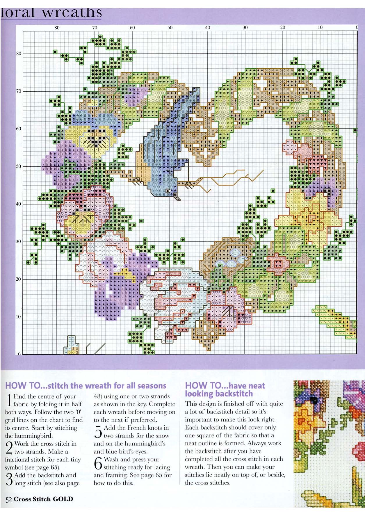 Floral garlands of four seasons cross stitch pattern (2)