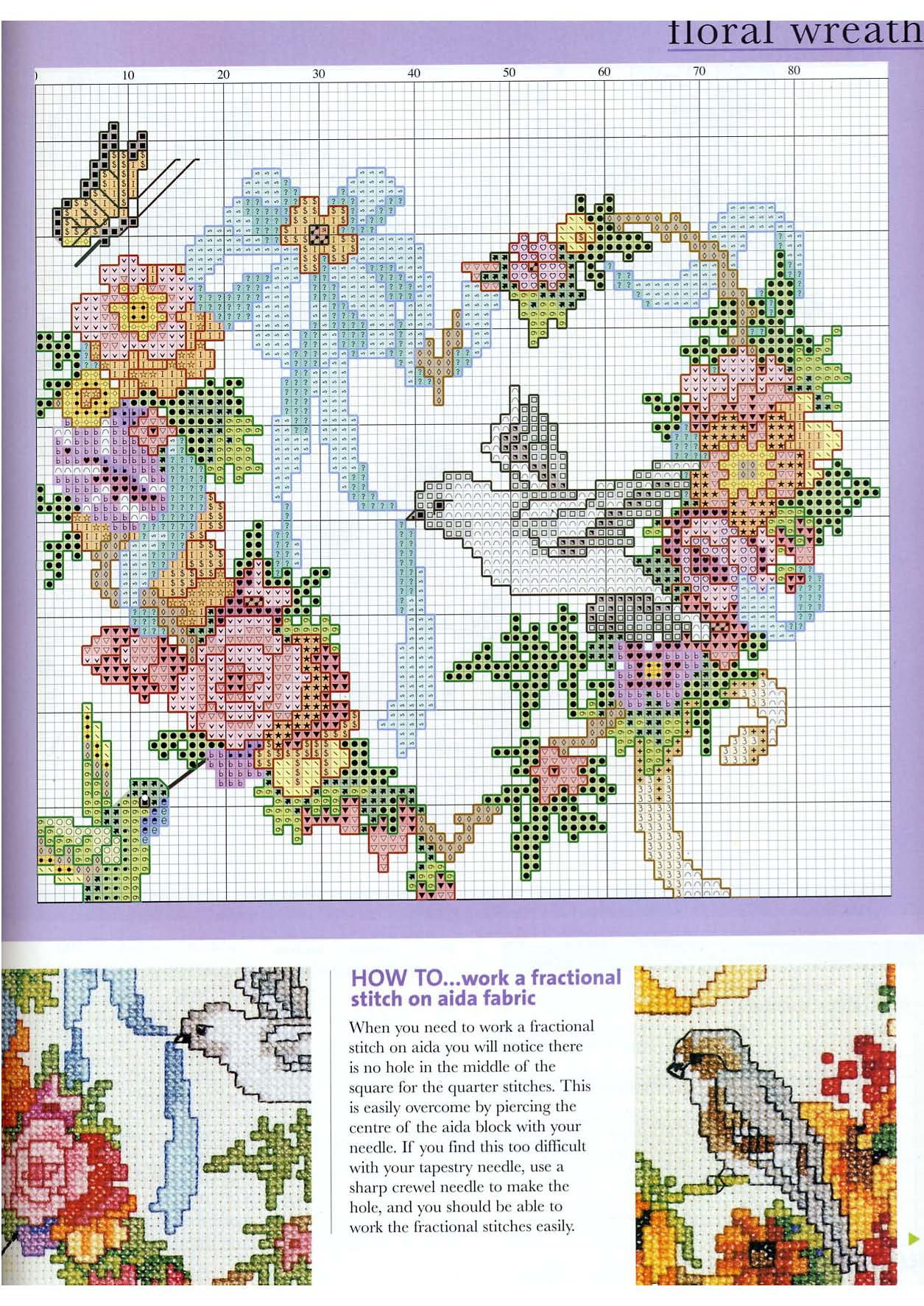 Floral garlands of four seasons cross stitch pattern (3)