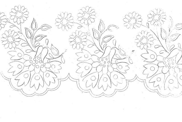 Flowers and leaves free embroidery border