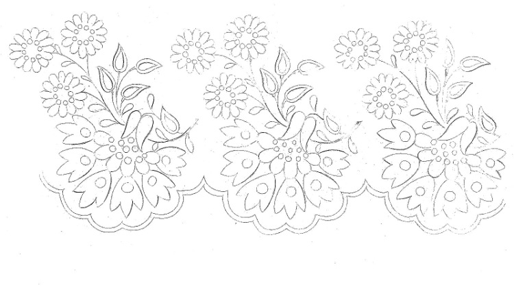 Flowers and leaves free embroidery border