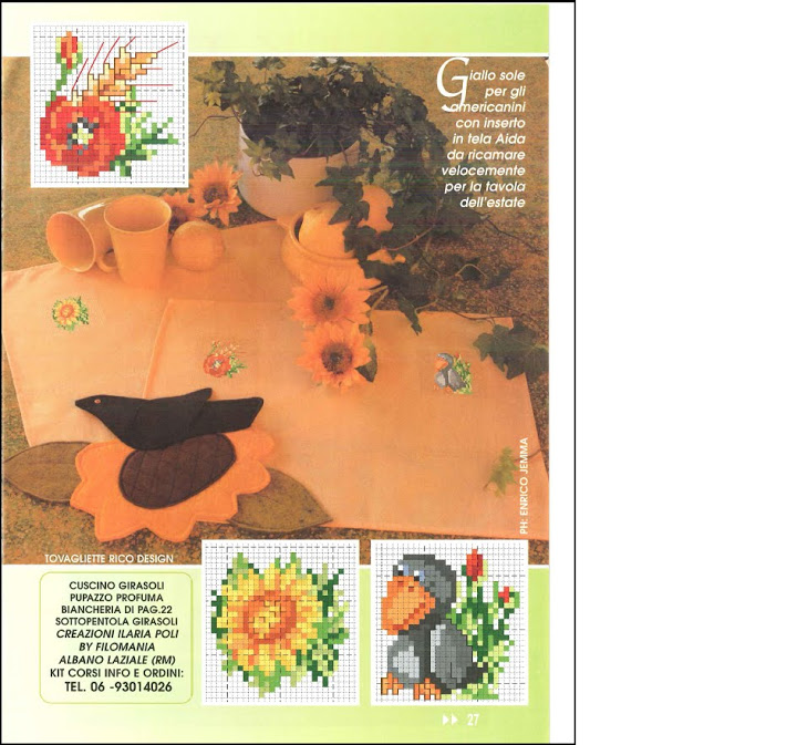 Flowers poppies sunflowers cross stitch pattern