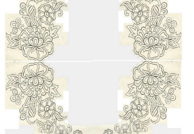 Flowers square free hand embroidery design