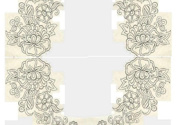 Flowers square free hand embroidery design
