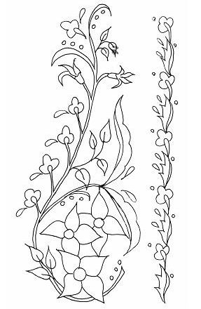 Flowers vertical free hand embroidery design