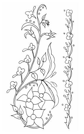 Flowers vertical free hand embroidery design