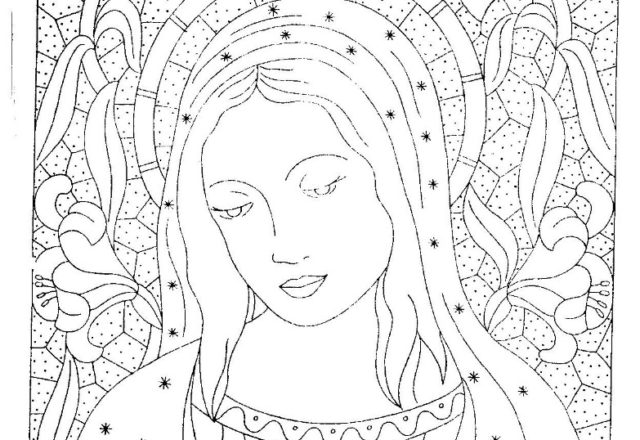 Frame Holy Mother Mary free embroidery pattern