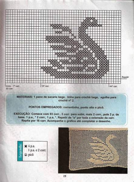 Free crochet filet border with swans (2)